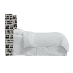 Upholstered Headboard, King, Blue Striped Cotton, Wingback