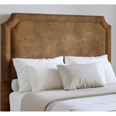 Upholstered Headboard, King, Polyester with Nailhead Trim in Bomber Jacket