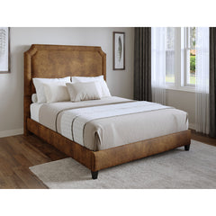 Upholstered Headboard, King, Polyester with Nailhead Trim in Bomber Jacket