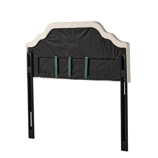 Upholstered Headboard, Queen, Ivory with Diamond Stitching and Nailhead Trim