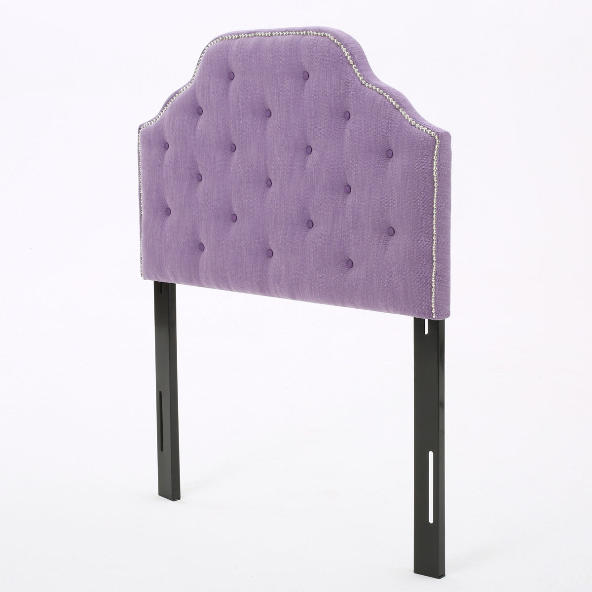 Upholstered Headboard with Adjustable Height in Light Purple Fabric