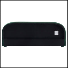 Upholstered King Bed with Headboard in Green Polyester Blend