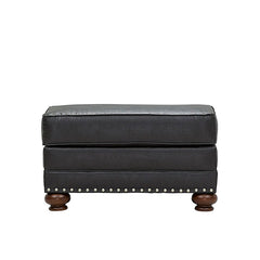 Upholstered Ottoman, Faux Leather with Nailhead Trim