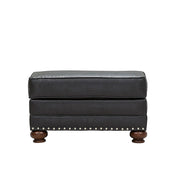 Upholstered Ottoman, Faux Leather with Nailhead Trim