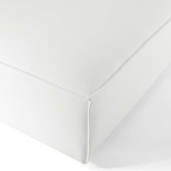 Upholstered Ottoman in White Polyester with Black Wood Legs
