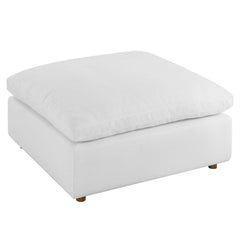 Upholstered Ottoman, Pure White Polyester