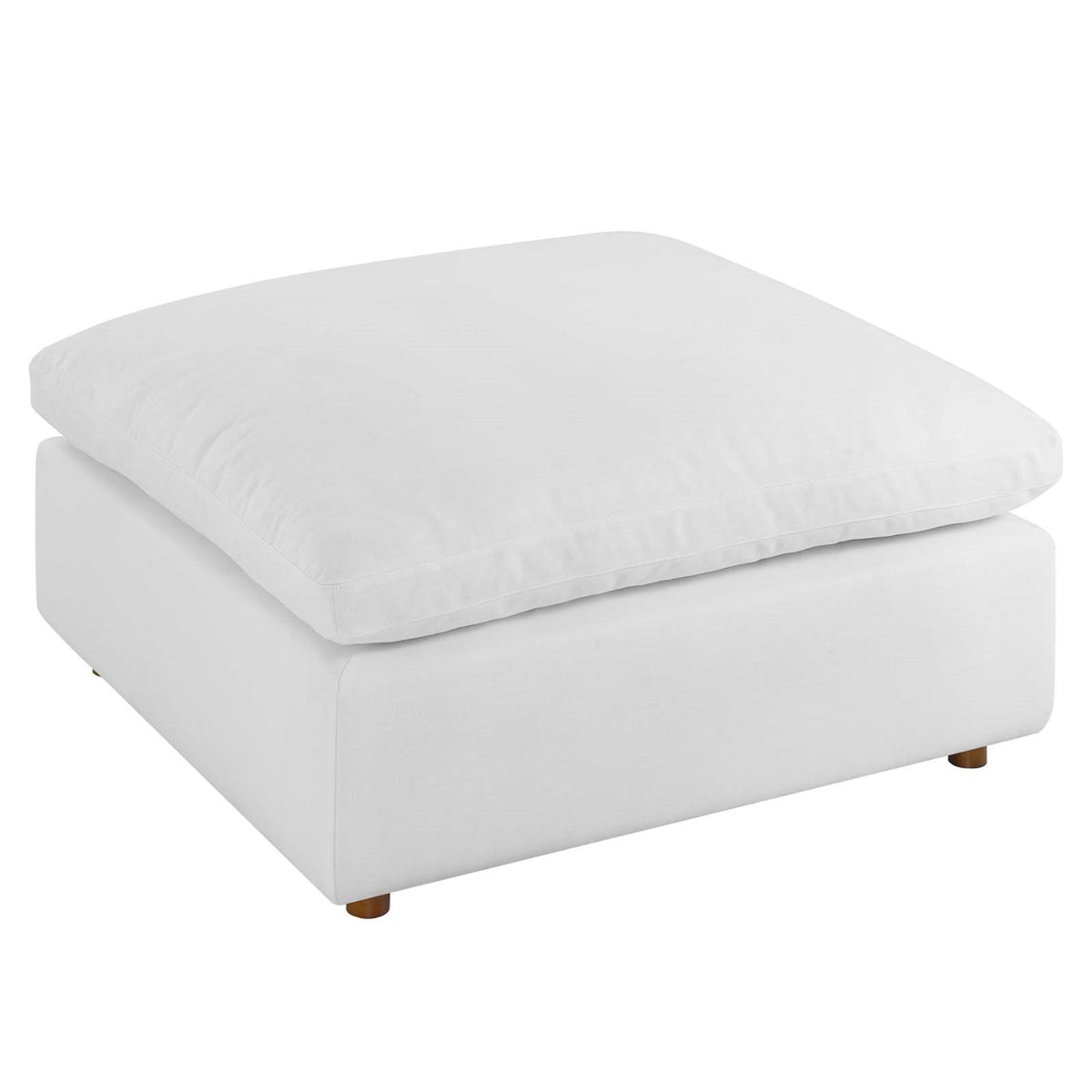 Upholstered Ottoman, Pure White Polyester