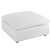 Upholstered Ottoman, Pure White Polyester