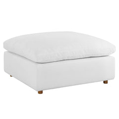 Upholstered Ottoman, Pure White Polyester