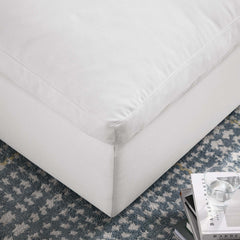Upholstered Ottoman, Pure White Polyester