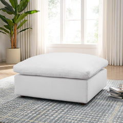 Upholstered Ottoman, Pure White Polyester