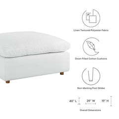 Upholstered Ottoman, Pure White Polyester