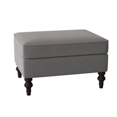 Upholstered Ottoman, Rectangular, Charcoal Gray with Dark Walnut Legs