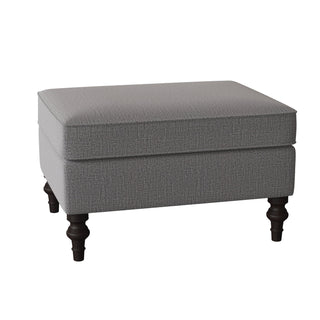 Upholstered Ottoman, Rectangular, Charcoal Gray with Dark Walnut Legs