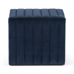Upholstered Ottoman, Velvet in Sapphire Navy with Solid Wood Frame
