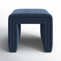 Upholstered Ottoman, Velvet in Sapphire Navy with Solid Wood Frame