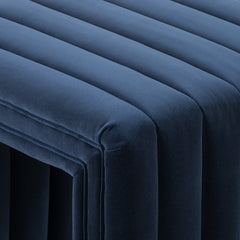 Upholstered Ottoman, Velvet in Sapphire Navy with Solid Wood Frame