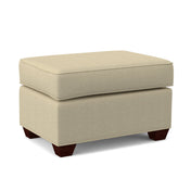 Upholstered Ottoman with Sinuous Spring Seat and Mahogany Wood Legs