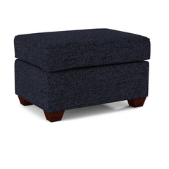 Upholstered Ottoman with Sinuous Spring Seat and Mahogany Wood Legs