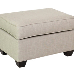 Upholstered Ottoman with Sinuous Spring Seat and Mahogany Wood Legs