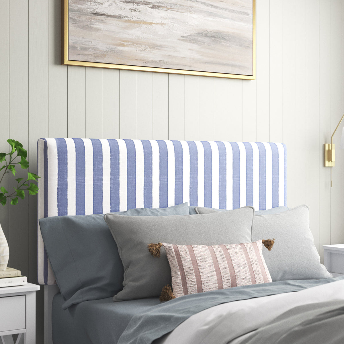 Upholstered Panel Headboard, Full Size with Cotton Upholstery