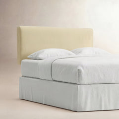 Upholstered Panel Headboard, Queen, Cotton with Solid Wood Legs