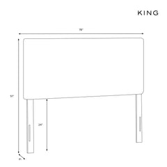 Upholstered Panel Headboard, Queen, Cotton with Solid Wood Legs