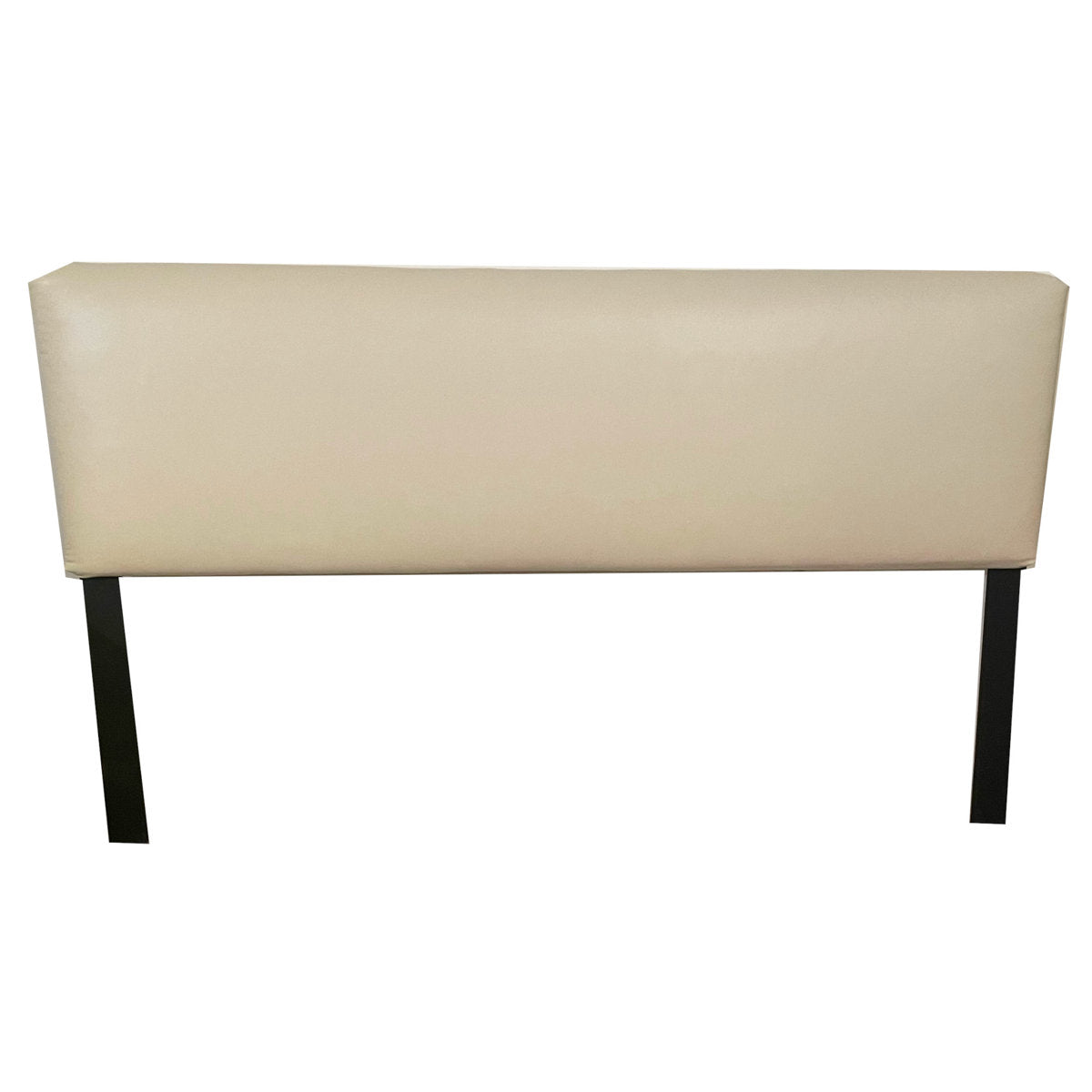 Queen Upholstered Panel Headboard in Ivory Faux Leather with Pine Frame