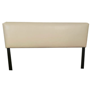 Upholstered Panel Headboard, Queen, Ivory Faux Leather with Pine Frame