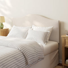 Upholstered Panel Headboard, Queen Size with Talc Linen
