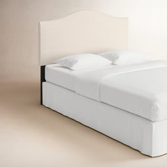Upholstered Panel Headboard, Queen Size with Talc Linen