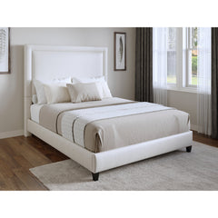 Upholstered Panel Headboard, Queen, White with Polyester Upholstery
