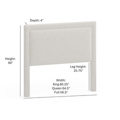 Upholstered Panel Headboard, Queen, White with Polyester Upholstery