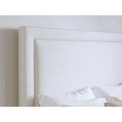 Upholstered Panel Headboard, Queen, White with Polyester Upholstery