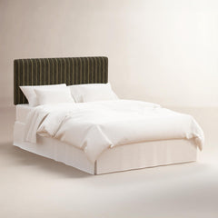 Upholstered Panel Headboard, Twin, Cotton with Solid Wood Legs