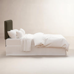 Upholstered Panel Headboard, Twin, Cotton with Solid Wood Legs