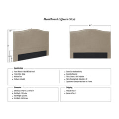 Upholstered Queen Headboard with Nailhead Trim