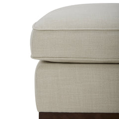 Upholstered Rectangular Ottoman with Walnut Finish Plinth Base