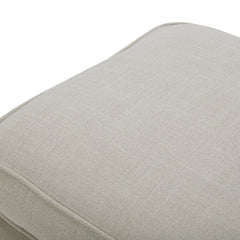 Upholstered Rectangular Ottoman with Walnut Finish Plinth Base
