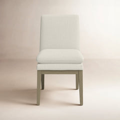 Upholstered Side Chair with Linen Upholstery and Gray Wood Legs