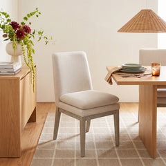 Upholstered Side Chair with Linen Upholstery and Gray Wood Legs
