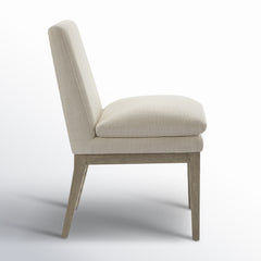Upholstered Side Chair with Linen Upholstery and Gray Wood Legs