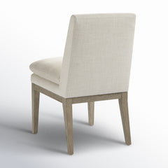 Upholstered Side Chair with Linen Upholstery and Gray Wood Legs