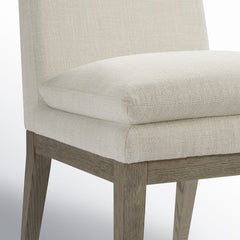 Upholstered Side Chair with Linen Upholstery and Gray Wood Legs
