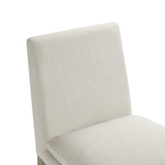 Upholstered Side Chair with Linen Upholstery and Gray Wood Legs