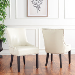 Upholstered Side Chairs, Set of 2, Cream with Solid Birch Legs