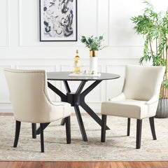 Upholstered Side Chairs, Set of 2, Cream with Solid Birch Legs