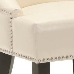 Upholstered Side Chairs, Set of 2, Cream with Solid Birch Legs