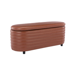 Upholstered Storage Bench, Iron, Flip-Top Lid, Brown