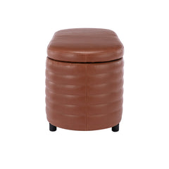 Upholstered Storage Bench, Iron, Flip-Top Lid, Brown